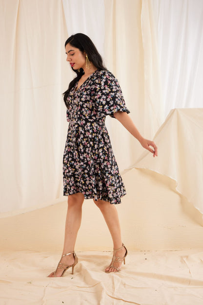 Fit and Flare Floral Printed Dress