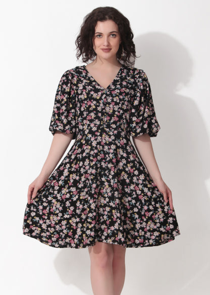 Fit and Flare Floral Printed Dress