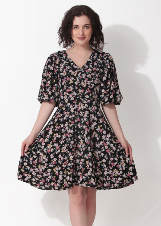 Fit and Flare Floral Printed Dress