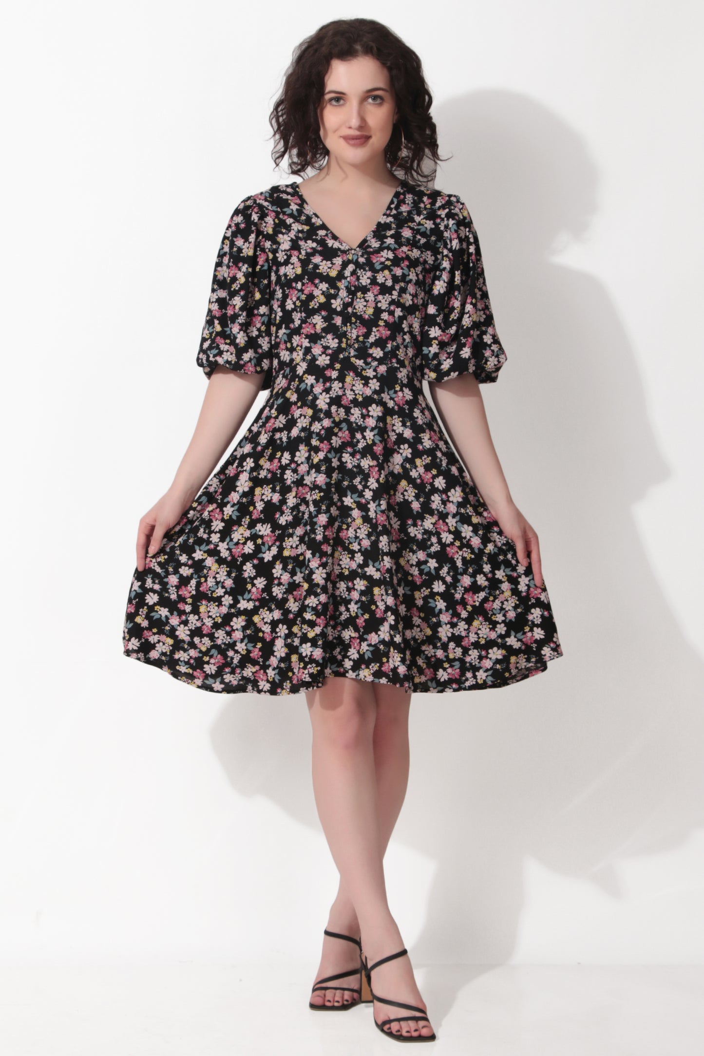 Fit and Flare Floral Printed Dress