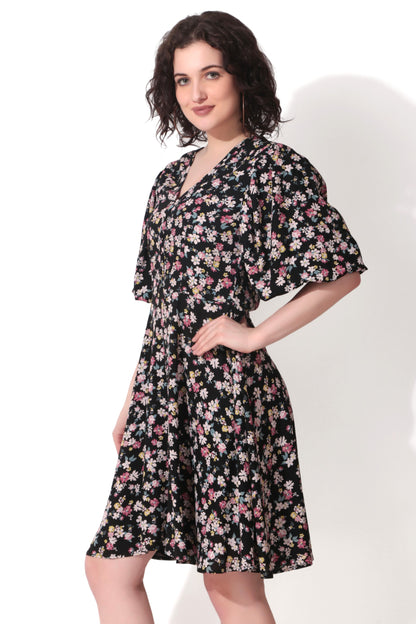 Fit and Flare Floral Printed Dress