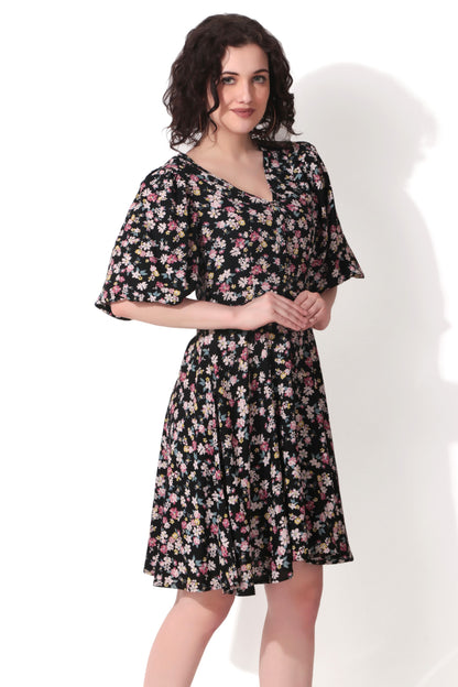 Fit and Flare Floral Printed Dress