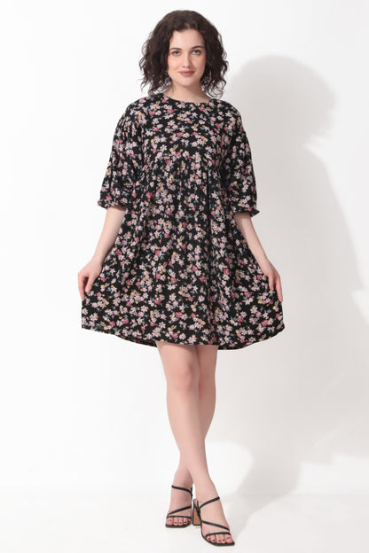 A-Line Baloon Sleeves Dress