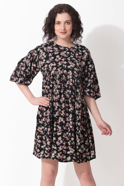 A-Line Baloon Sleeves Dress