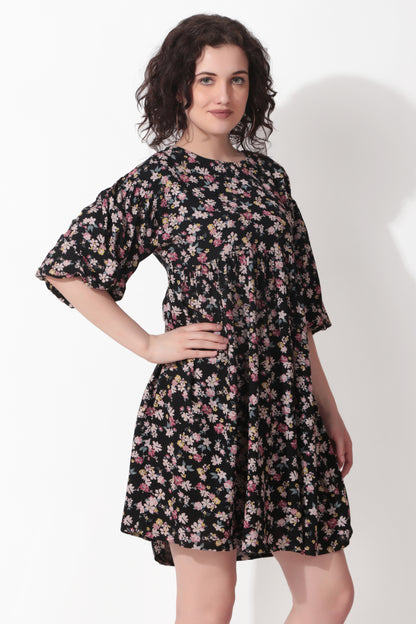 A-Line Baloon Sleeves Dress