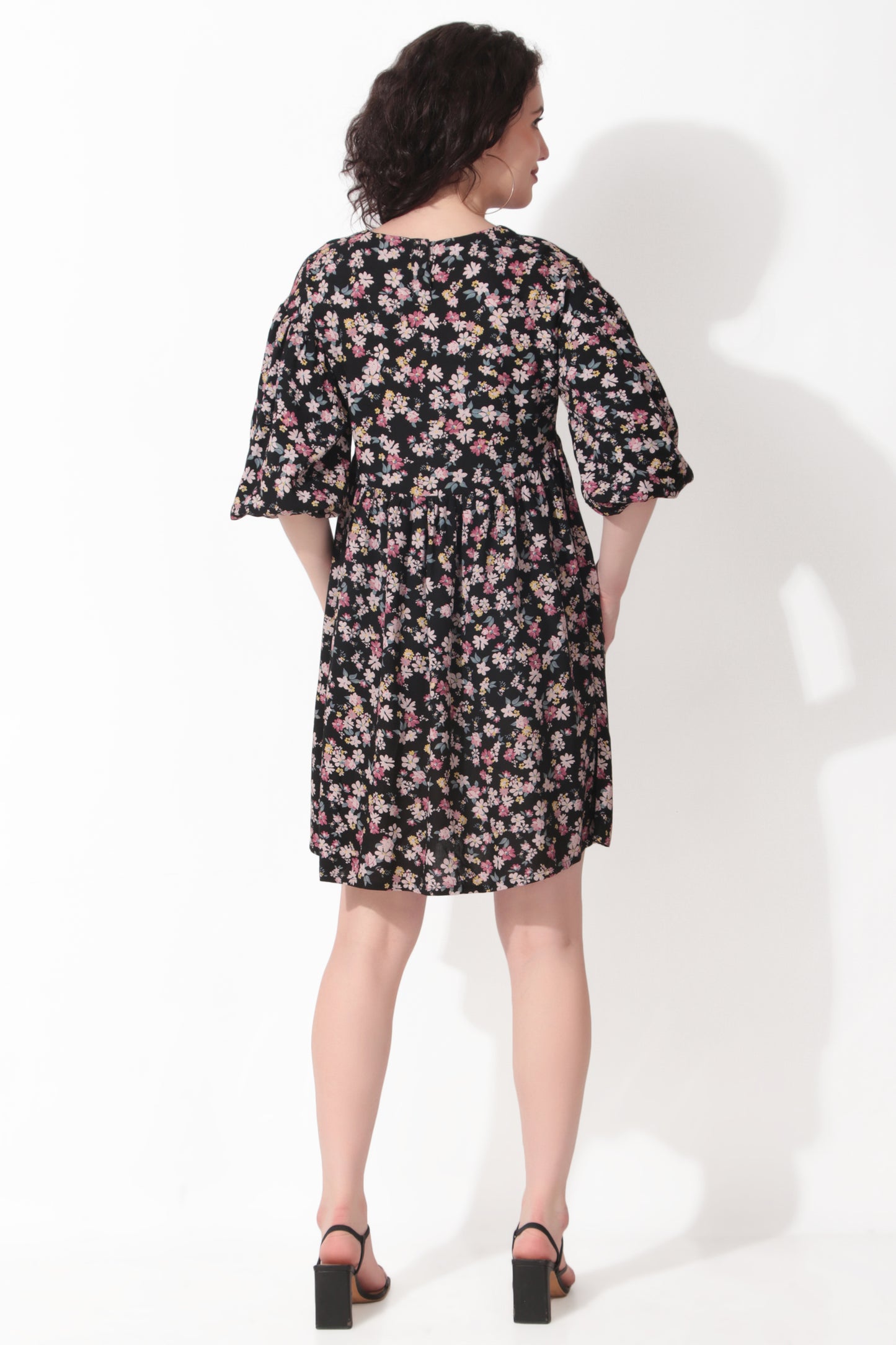 A-Line Baloon Sleeves Dress