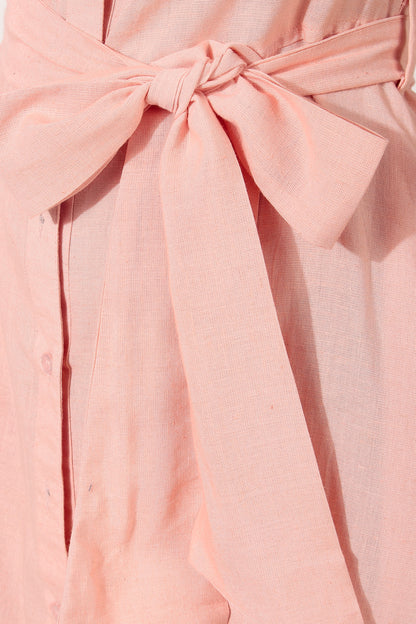 Peach Button Down Shirt Dress