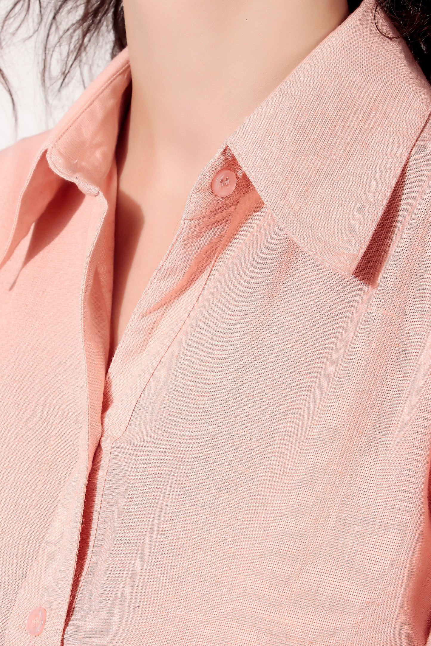 Peach Button Down Shirt Dress