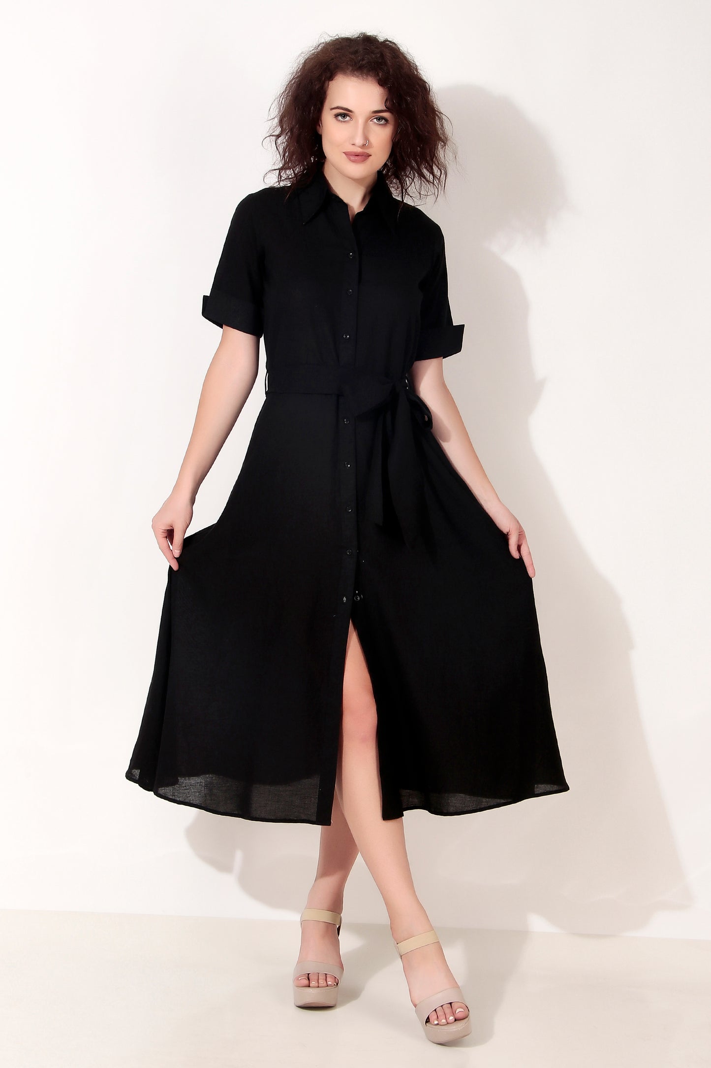 Black Button Down Shirt Dress