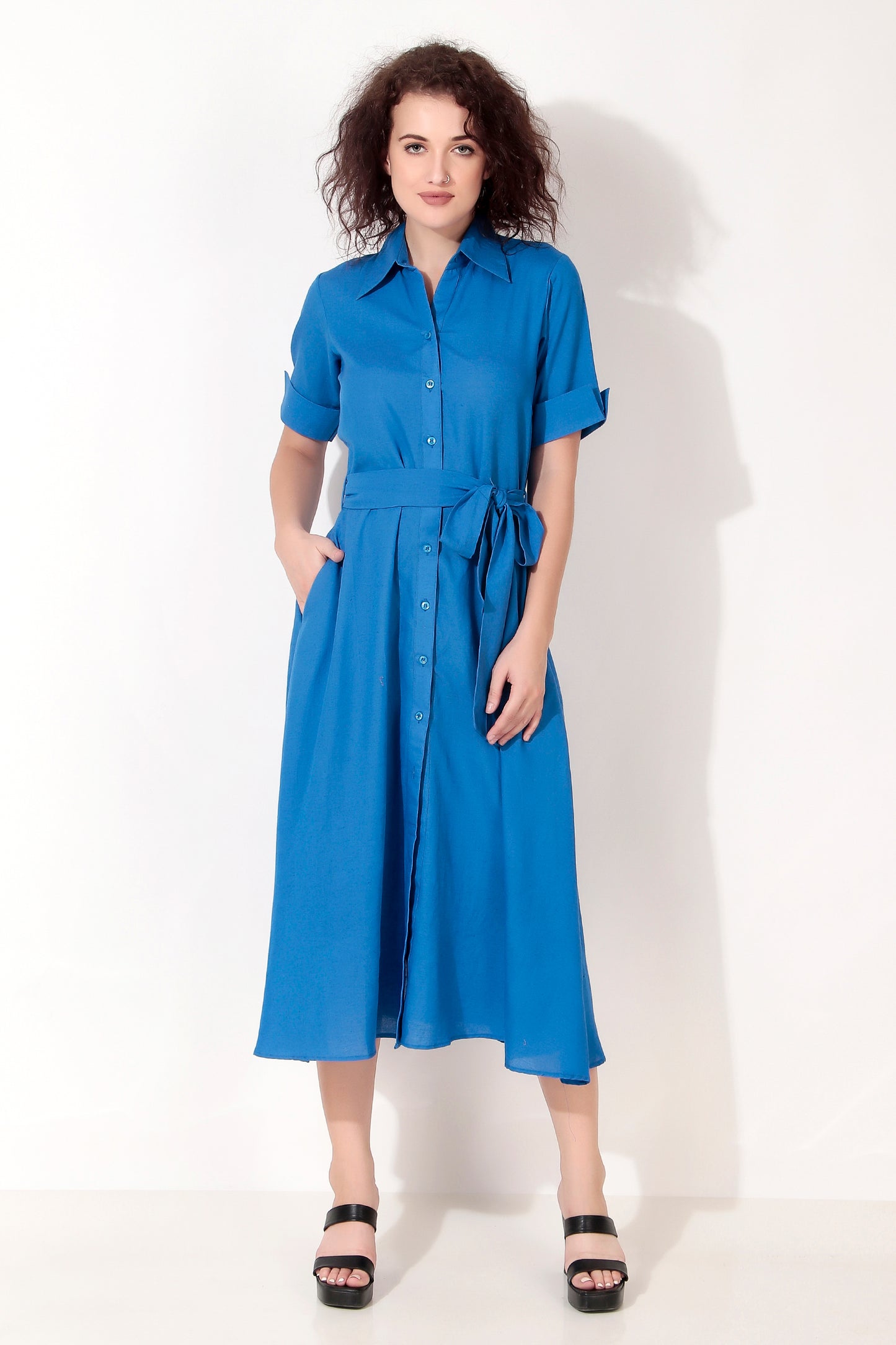 Blue Button Down Shirt Dress