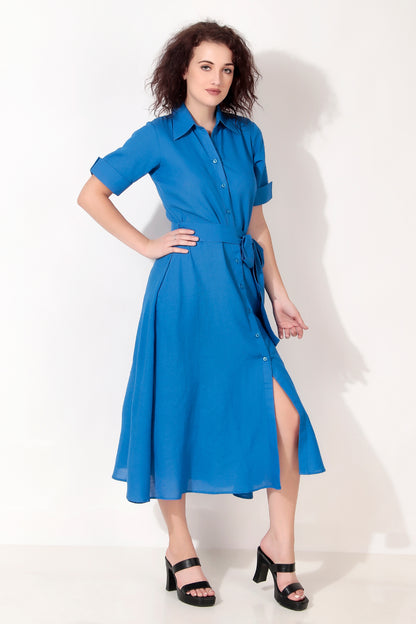 Blue Button Down Shirt Dress